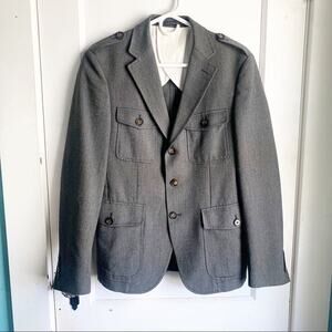 Zara Man Structured Military Style Wool Blend Jacket Medium Weight Size 36 R